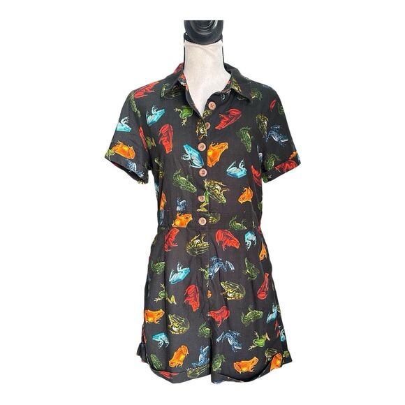 Dangerfield Pants - Dangerfield Black Jumpsuit with Colorful Animal Print